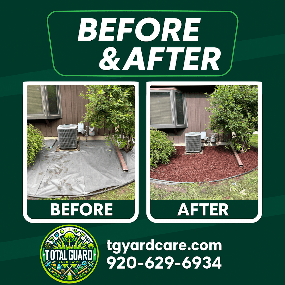 Professional lawn care before and after transformation showing dramatic improvement in lawn quality and appearance - TotalGuard Yard Care Madison WI project 2