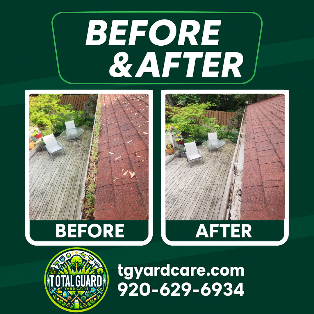 Professional lawn care before and after transformation showing dramatic improvement in lawn quality and appearance - TotalGuard Yard Care Madison WI project 2