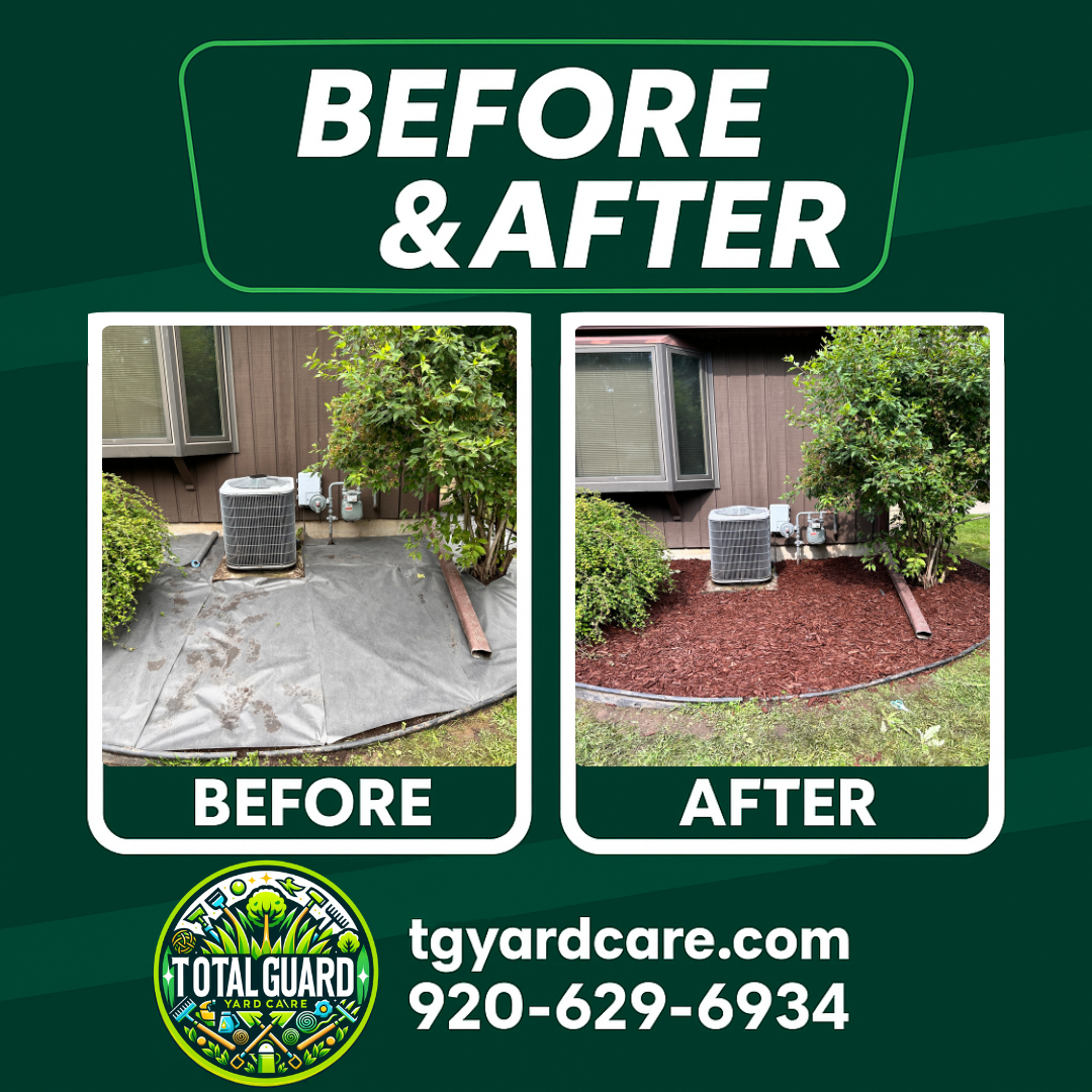 Professional lawn care before and after transformation showing dramatic improvement in lawn quality and appearance - TotalGuard Yard Care Madison WI project 2