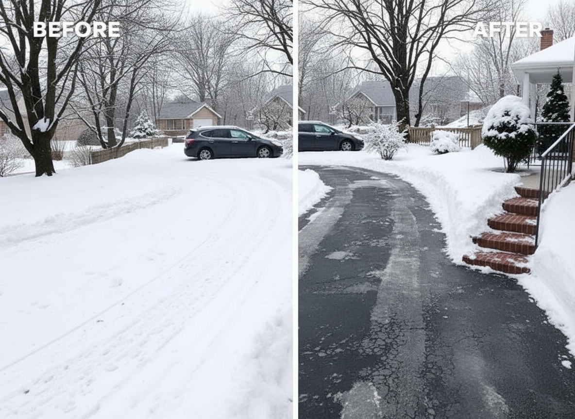 Professional lawn care before and after transformation showing dramatic improvement in lawn quality and appearance - TotalGuard Yard Care Madison WI project 1
